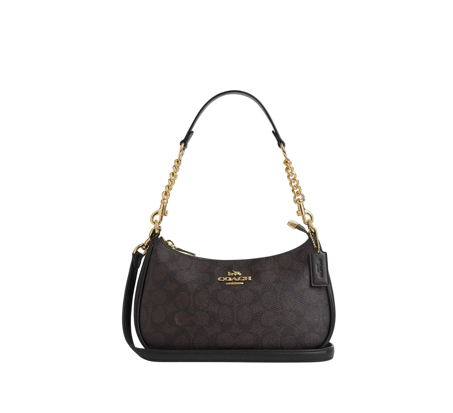 Teri Schultertasche aus Signature Canvas – Walnut